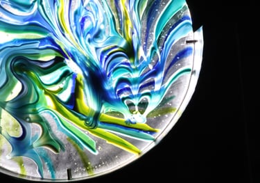 glass objects made by hand marbling glass