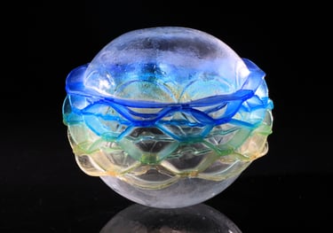 organic glass art made by inflating sheets of glass