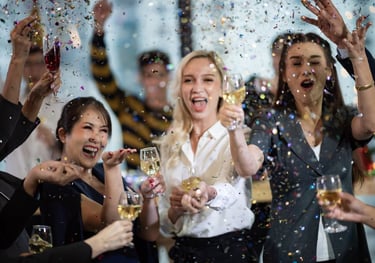 Fête d'entreprise avec du champagne