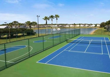 a tennis court with a basketball court at Hampton Lakes Florida