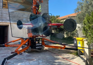Installation vitrage grande taille