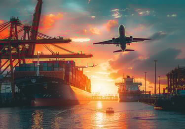 Transporte de logística internacional en medios marítimos, terrestres y aéreos