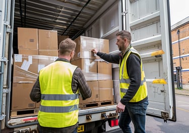 Transporte de carga terrestre con camion de carga, servicios de gestión de tránsito 