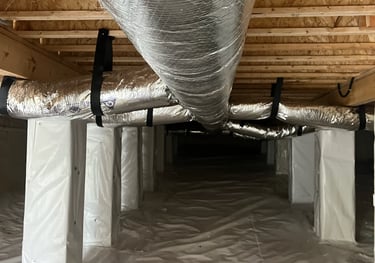 Crawlspace with ductwork installed in new home in Lebanon, TN