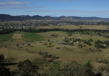 Photo of A view of the town of Gloucester, the Gloucester River, and Gloucester Valley, from Bucketts Tops, 2013.