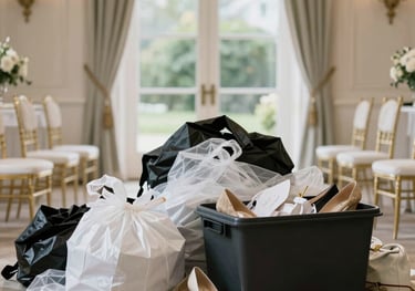 A curved facade covered in white latticework