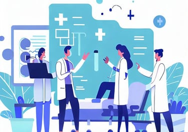 a group of doctors and nurses in a hospital