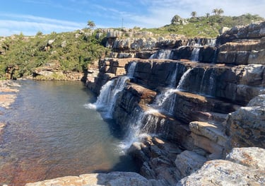 Mkambati Falls falling over the rocks
