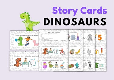 DINOSAURS ELA ESL Task Cards for speaking writing, and vocabulary