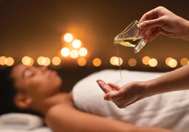 Someone pouring oil on their hand.