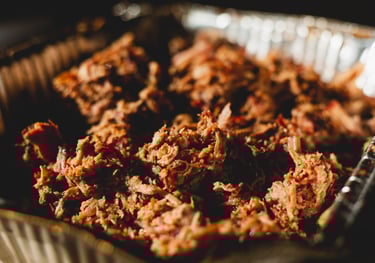 pulled pork in a buffet pan