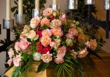 a bouquet of flowers on a table