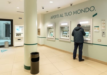 ATM machine inside Crédit Agricole banking project carried out by BRB Engineering srl