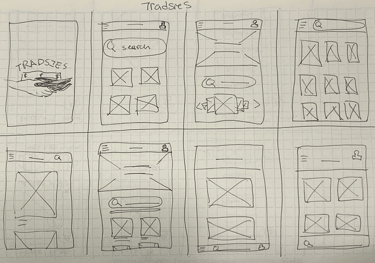 wireframe of tradesies project