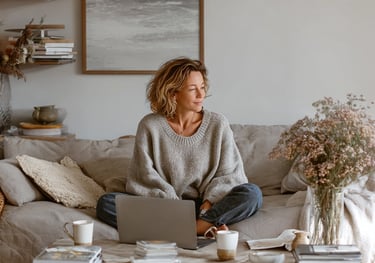 woman working on side hustle