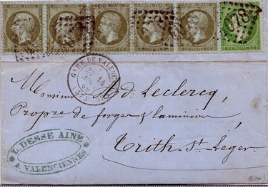 Letter placed in the mailbox at VALENCIENNES station and addressed to TRITH-ST-LEGER.