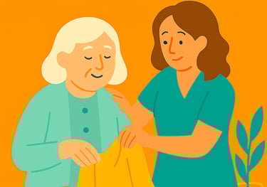 Persona ayudando a colocar ropa