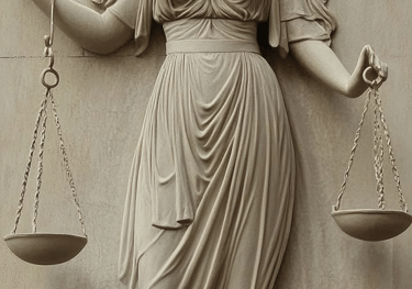 Statue of the goddess of justice holding a scale
