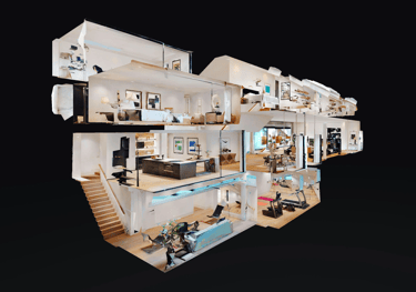 3D Matterport Dollhouse view of a 3 story residential building