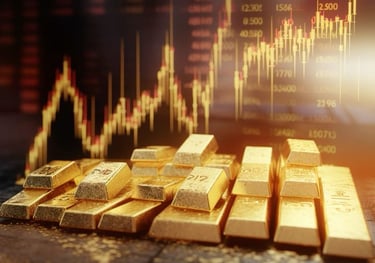 Assortment of raw gold nuggets and refined gold bars for sale