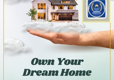a person holding a hand with a house in the background