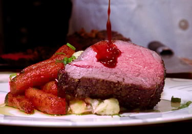 Sauce poured on nice steak