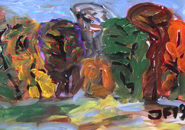 a fauvist landscape painting of trees