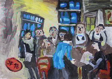 a painting of doctors' meeting