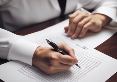 man writing on paper