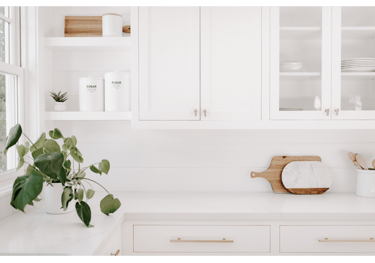 Clean kitchen with white cabinets and white cabinets CleanX Pro