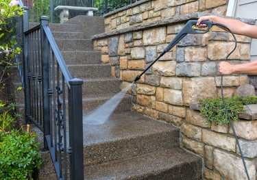 pressure washing outdoor steps