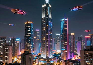 a group of orange and black chairs