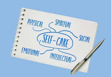 a notepad with all parts of self-care