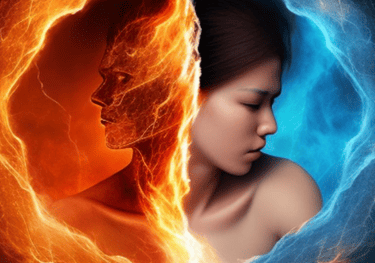 a woman going through the fire of transformation