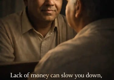 Indian man looking at his reflection in a mirror, half face in light and shadow, emotional depth and inner strength.