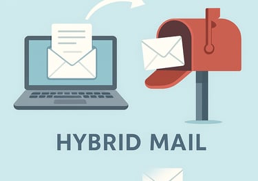 a laptop computer and a laptop with a mailbox