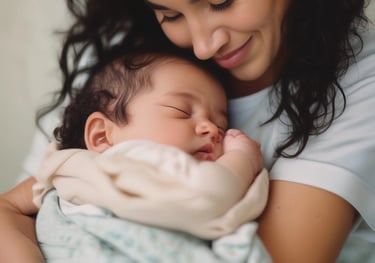 woman breastfeeds baby