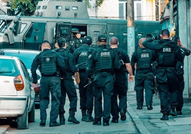 a group of police officers standing in a row