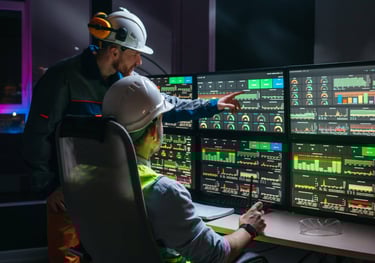 Operarios trabajando con un scada