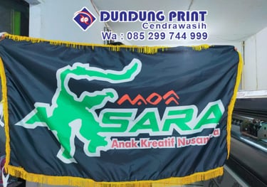Cetak Bendera dengan Bordir di dundung print