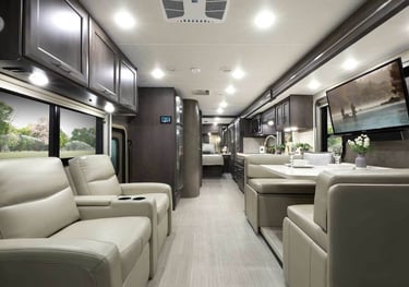 leather furniture inside RV motorhome