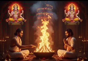 Devotee offering prayers with folded hands during the puja