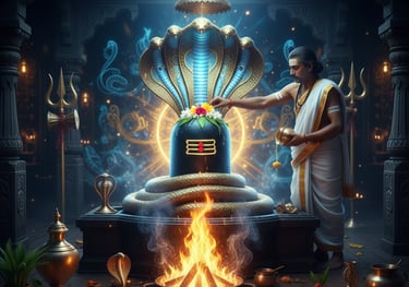 Ganesh puja setup with idols, incense sticks, and flowers