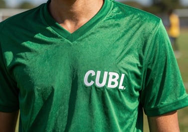A vibrant green field shirt for informal activities, featuring the club name, worn by a young person during an outdoor activity in Brazil.