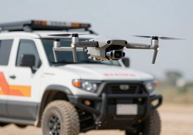 protezione civile sullo sfondo sfocato con rone in primo piano