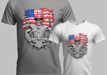 A vibrant display of custom t-shirts hanging on a rustic wooden rack, showcasing various colors and designs.