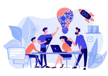 people working on a project idea to boost company success