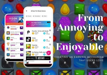 two mobile app screenshots symbolizing the game experience advancement of Mode thanks to APPearl