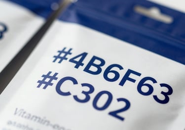 Close up shot of vitamin-enriched cattle feed additive in professional packaging. The branding on the package uses #4B6F63 and #1C302B. Minimalist style.