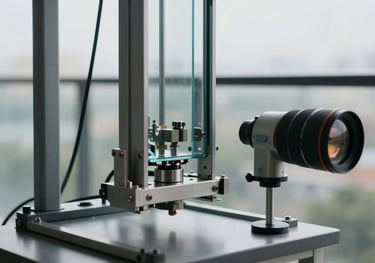 Photography of an automated giyotin glass system partially retracted, installed on a modern balcony, highlighting the mechanical precision.